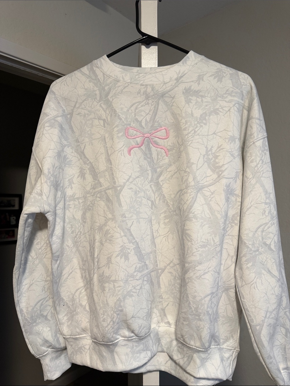 Reflex Cream Crewneck Sweater with Pink Bow Detail
